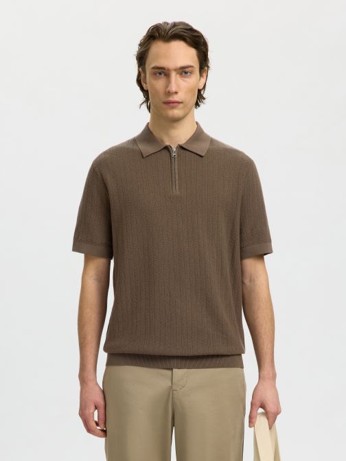 KNITTED HALF ZIP POLO SHIRT