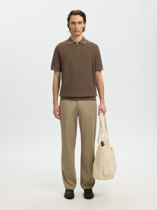 KNITTED HALF ZIP POLO SHIRT