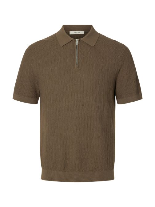 KNITTED HALF ZIP POLO SHIRT