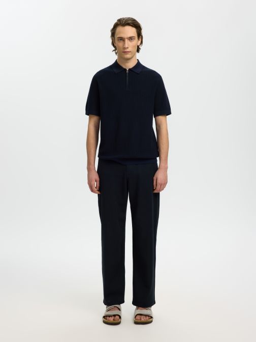 KNITTED HALF ZIP POLO SHIRT
