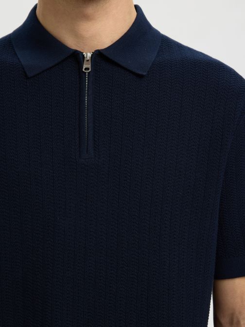 KNITTED HALF ZIP POLO SHIRT