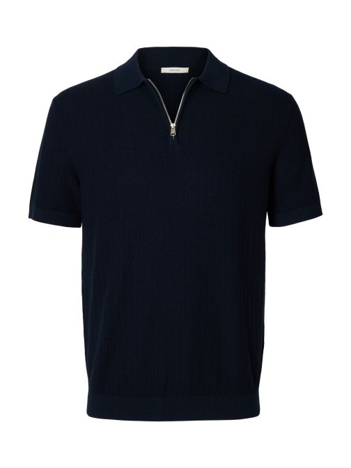 KNITTED HALF ZIP POLO SHIRT