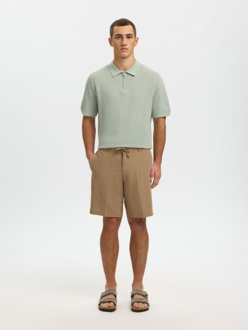 KNITTED HALF ZIP POLO SHIRT