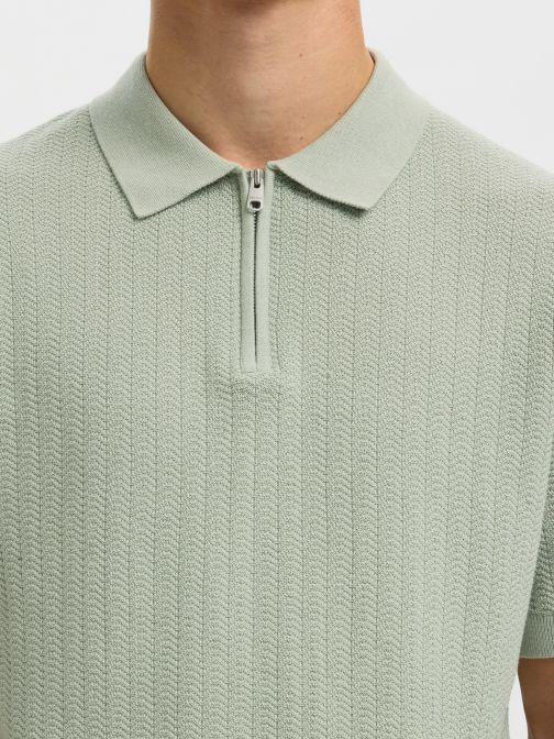 KNITTED HALF ZIP POLO SHIRT